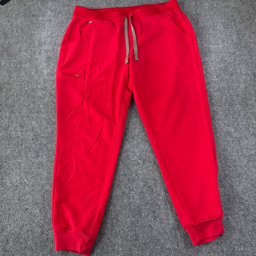 FIGS Technical Collection Scrub Joggers Ribbed Cuffs Cargo Womens XL Red